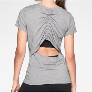 Athleta Encore‎ Tee in Flagstone Heather Gray Size M Cutout Back NWT 352704